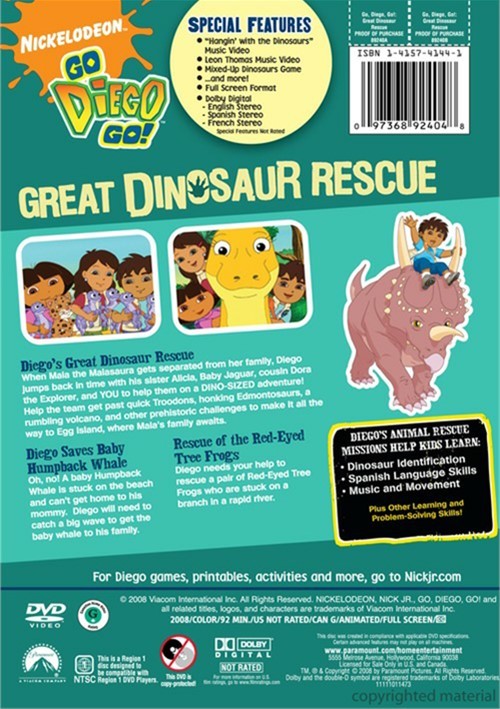diego dinosaur rescue dvd